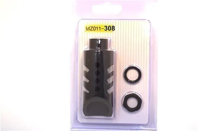 Snout Nose Style 308 5/8x24Muzzle Brake Slant Shark Gills with crush washer