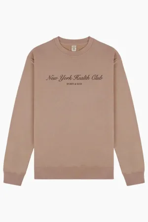 Sporty & Rich NY Health Club Crewneck - Mink/ Black