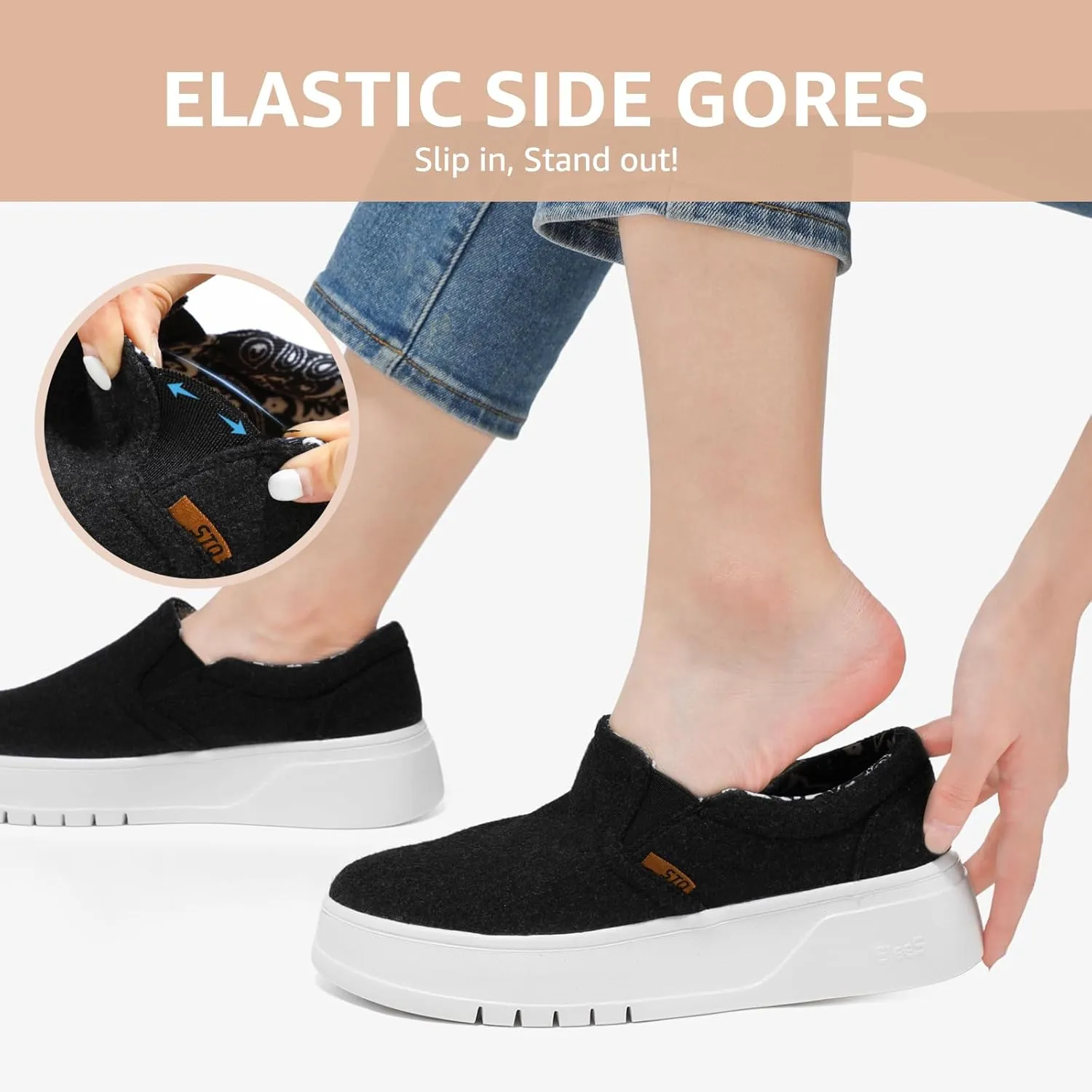 STQ Womens Platform Sneakers Slip On Shoes Comfortable Business Casual Fall Loafers