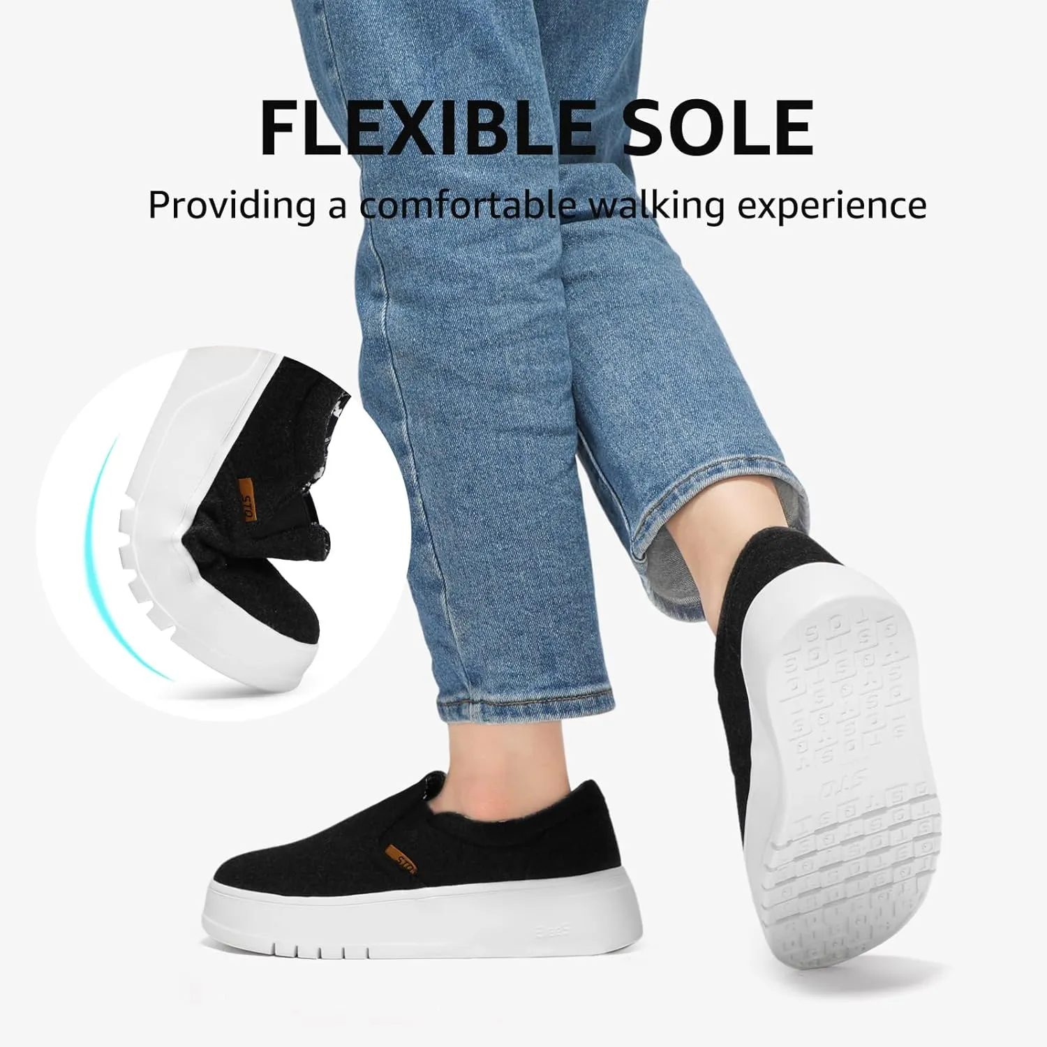 STQ Womens Platform Sneakers Slip On Shoes Comfortable Business Casual Fall Loafers