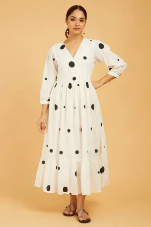 Uneven Polka Dots Flared Dress