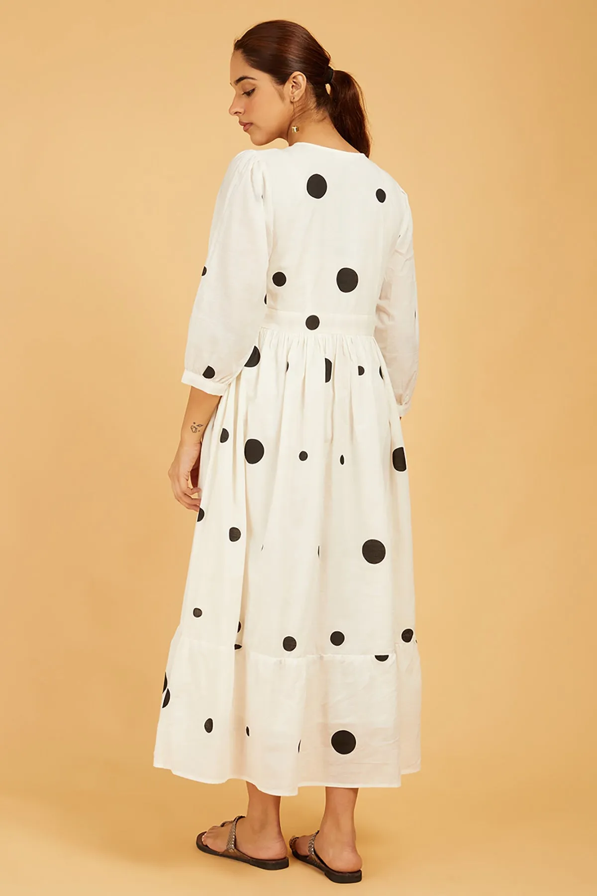 Uneven Polka Dots Flared Dress